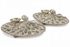 Mario Buccellati Rare Pair of Mario Buccellati Italian Silver Marine Themed Oyster Platters - 4702258