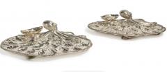  Mario Buccellati Rare Pair of Mario Buccellati Italian Silver Marine Themed Oyster Platters - 4702261