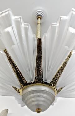  Marius Ernest Sabino French Art Deco Brass Chandelier Signed Marius Ernest Sabino - 3941628