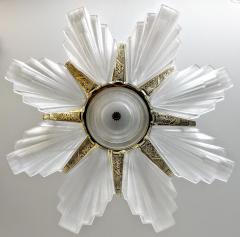  Marius Ernest Sabino French Art Deco Brass Chandelier Signed Marius Ernest Sabino - 3941631