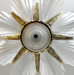  Marius Ernest Sabino French Art Deco Brass Chandelier Signed Marius Ernest Sabino - 3941632