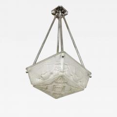  Marius Ernest Sabino French Art Deco Flush Pendant Chandelier by Sabino - 4101916