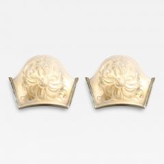  Marius Ernest Sabino Molded and Frosted Glass Sconces W Floral Motifs and Brass Fittings by Sabino - 4076453