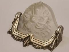  Marius Ernest Sabino Pair of French Art Deco Wall Sconces Signed by Sabino Flower - 3942182