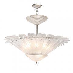  Marius Ernest Sabino Rare Art Deco Skyscraper Style Frosted Glass Chandelier Signed Sabino - 4233703