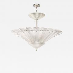  Marius Ernest Sabino Rare Art Deco Skyscraper Style Frosted Glass Chandelier Signed Sabino - 4237991