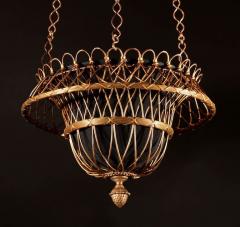  Marius Ernest Sabino Rare Pair Of Early Sabino Gilded Bronze Woven Hanging Lamps Jardini res - 3264917