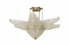  Marius Ernest Sabino Sabino Art Deco French Frosted Glass and Metal Flower Form Chandelier - 4272748