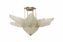  Marius Ernest Sabino Sabino Art Deco French Frosted Glass and Metal Flower Form Chandelier - 4272749
