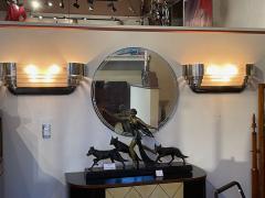  Marius Ernest Sabino Sabino Art Deco Modernist Stepped Original Chrome Sconces Pair 1930s - 3794311