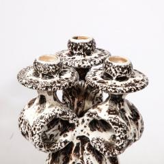  Marius Giuge Pair of Mid Century Modernist Scroll Form Ceramic Candle Holders by Marius Giuge - 3276238