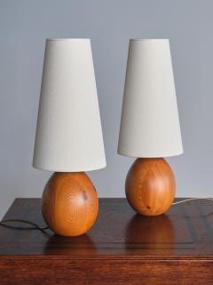  Marksl jd Marksl jd Pair of Oval Table Lamps in Solid Pine Organic Modern Sweden 1960s - 3481075