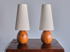  Marksl jd Marksl jd Pair of Oval Table Lamps in Solid Pine Organic Modern Sweden 1960s - 3481076