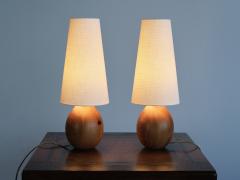  Marksl jd Marksl jd Pair of Oval Table Lamps in Solid Pine Organic Modern Sweden 1960s - 3481077