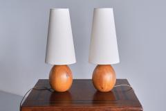  Marksl jd Marksl jd Pair of Oval Table Lamps in Solid Pine Organic Modern Sweden 1960s - 3481078