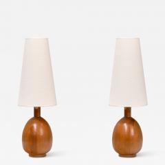  Marksl jd Marksl jd Pair of Oval Table Lamps in Solid Pine Organic Modern Sweden 1960s - 3942951