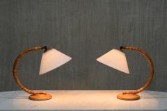  Marksl jd Pair of Marksl jd Sculptural Adjustable Table Lamps in Beech Sweden 1960s - 3939127