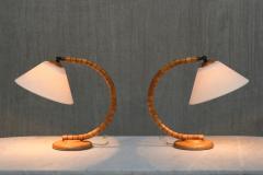  Marksl jd Pair of Marksl jd Sculptural Adjustable Table Lamps in Beech Sweden 1960s - 3939128