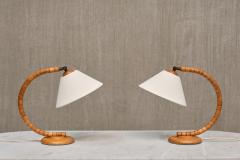  Marksl jd Pair of Marksl jd Sculptural Adjustable Table Lamps in Beech Sweden 1960s - 3939130