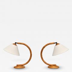  Marksl jd Pair of Marksl jd Sculptural Adjustable Table Lamps in Beech Sweden 1960s - 3942952