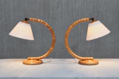  Marksl jd Pair of Marksl jd Sculptural Adjustable Table Lamps in Beech Sweden 1960s - 4334473