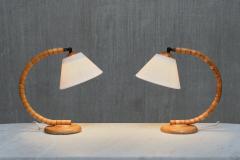  Marksl jd Pair of Marksl jd Sculptural Adjustable Table Lamps in Beech Sweden 1960s - 4334474
