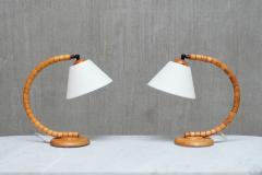  Marksl jd Pair of Marksl jd Sculptural Adjustable Table Lamps in Beech Sweden 1960s - 4334475
