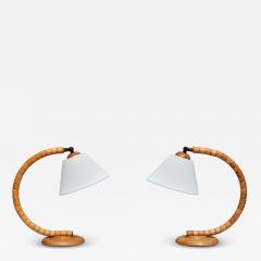  Marksl jd Pair of Marksl jd Sculptural Adjustable Table Lamps in Beech Sweden 1960s - 4334691