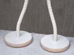  Marksl jd Pair of White Marksl jd Table Lamps with Josef Frank Shades Sweden 1970s - 4557482