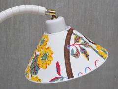  Marksl jd Pair of White Marksl jd Table Lamps with Josef Frank Shades Sweden 1970s - 4557483