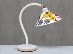  Marksl jd Pair of White Marksl jd Table Lamps with Josef Frank Shades Sweden 1970s - 4557485