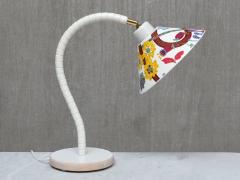  Marksl jd Pair of White Marksl jd Table Lamps with Josef Frank Shades Sweden 1970s - 4557486