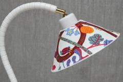  Marksl jd Pair of White Marksl jd Table Lamps with Josef Frank Shades Sweden 1970s - 4557489