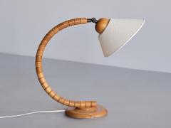  Marksl jd Sculptural Pair of Adjustable Marksl jd Table Lamps in Beech Sweden 1960s - 3335187