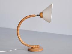  Marksl jd Sculptural Pair of Adjustable Marksl jd Table Lamps in Beech Sweden 1960s - 3335188