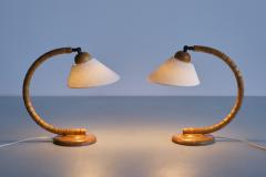  Marksl jd Sculptural Pair of Adjustable Marksl jd Table Lamps in Beech Sweden 1960s - 3335191