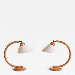  Marksl jd Sculptural Pair of Adjustable Marksl jd Table Lamps in Beech Sweden 1960s - 3341356