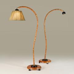  Marksl jd Swedish 1970s adjustable beech wood gooseneck floor lamp by Marksl jd - 4523219