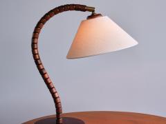  Marksl jd Swedish Modern Marksl jd Table Lamp in Beech Brass Linen Sweden 1970s - 3381905