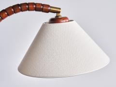  Marksl jd Swedish Modern Marksl jd Table Lamp in Beech Brass Linen Sweden 1970s - 3381907