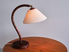  Marksl jd Swedish Modern Marksl jd Table Lamp in Beech Brass Linen Sweden 1970s - 3381908