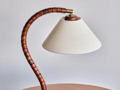  Marksl jd Swedish Modern Marksl jd Table Lamp in Beech Brass Linen Sweden 1970s - 3381913