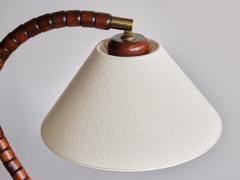  Marksl jd Swedish Modern Marksl jd Table Lamp in Beech Brass Linen Sweden 1970s - 3381914