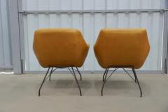  Martin Eisler Carlo Hauner Mid Century Modern Concha Armchairs in Leather Metal by Carlo Hauner c 1950 - 3844385