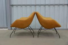  Martin Eisler Carlo Hauner Mid Century Modern Concha Armchairs in Leather Metal by Carlo Hauner c 1950 - 3844387