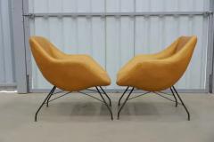  Martin Eisler Carlo Hauner Mid Century Modern Concha Armchairs in Leather Metal by Carlo Hauner c 1950 - 3844398