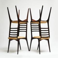  Martin Eisler Carlo Hauner Mid Century Modern Set of Four Chairs in Hardwood Beige Linen by Carlo Hauner - 3183426