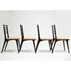  Martin Eisler Carlo Hauner Mid Century Modern Set of Four Chairs in Hardwood Beige Linen by Carlo Hauner - 3183430