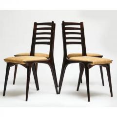  Martin Eisler Carlo Hauner Mid Century Modern Set of Four Chairs in Hardwood Beige Linen by Carlo Hauner - 3183436