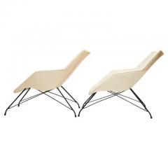  Martin Eisler Carlo Hauner Midcentury Armchairs in White Leather Iron Base by Carlo Hauner 1955 Brazil - 3183384